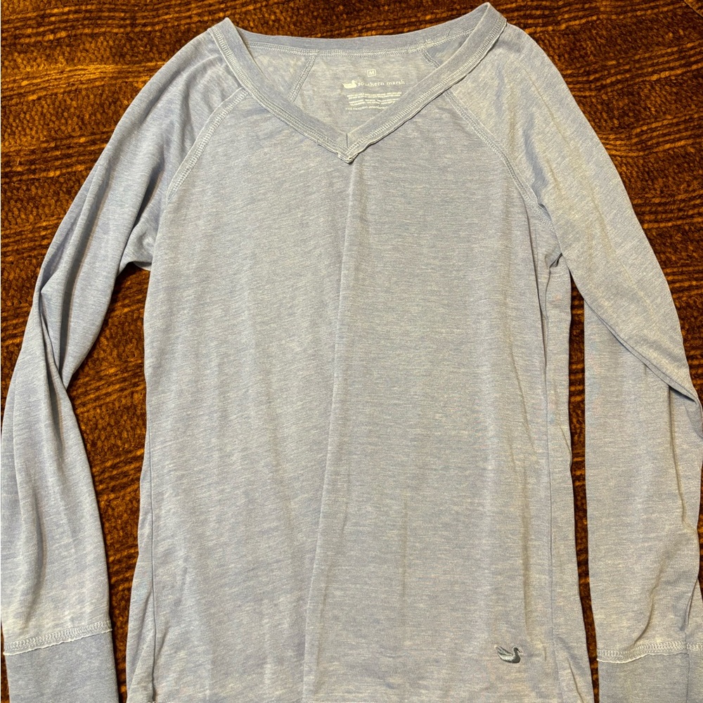 Pastel Purple Long Sleeve V-Neck Shirt